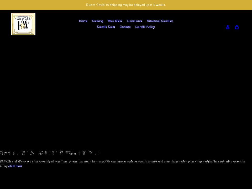 faithandwicks.com shopify website screenshot