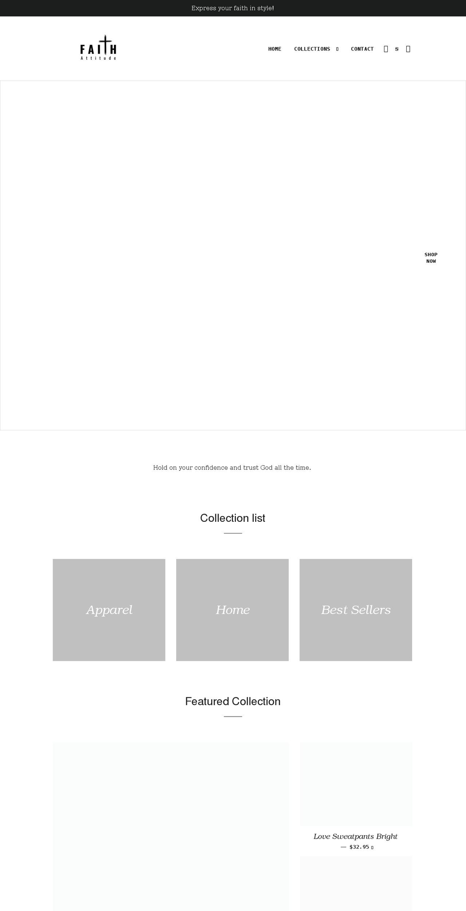 faithattitude.com shopify website screenshot