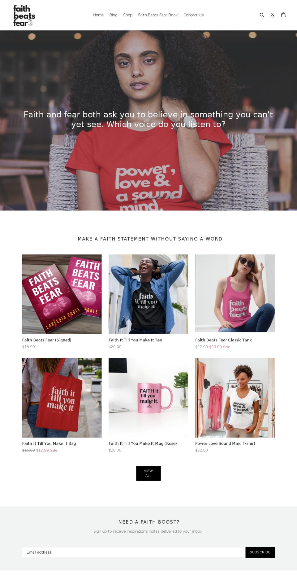faithbeatsfear.com — Shopify storefront screenshot