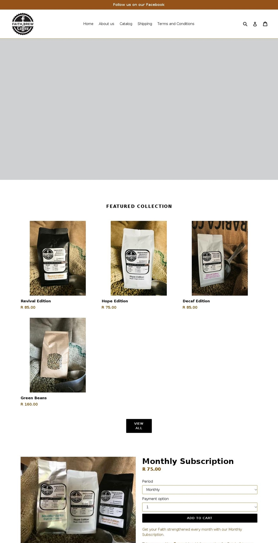 faithbrew.com shopify website screenshot