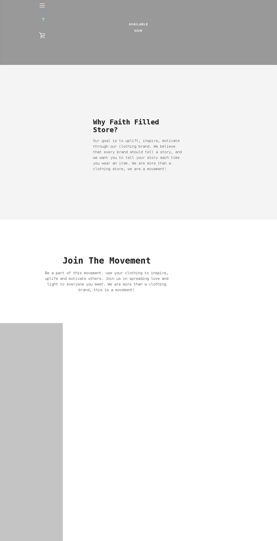 faithfilledstore.com shopify website screenshot