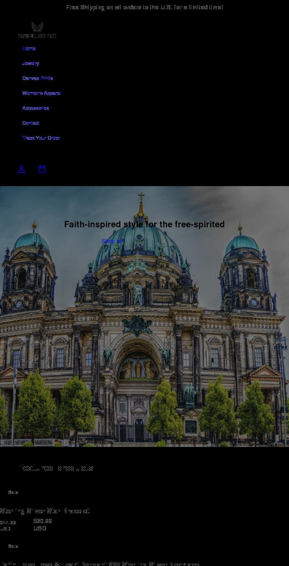 faithfulandfree.com shopify website screenshot