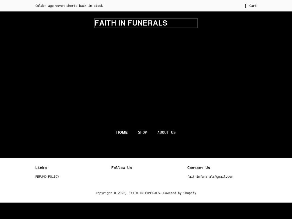 faithinfunerals.com shopify website screenshot