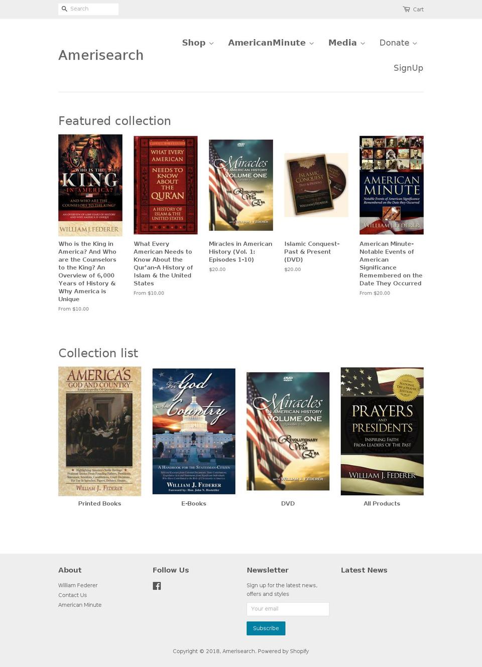 faithinhistory.com — Shopify storefront screenshot