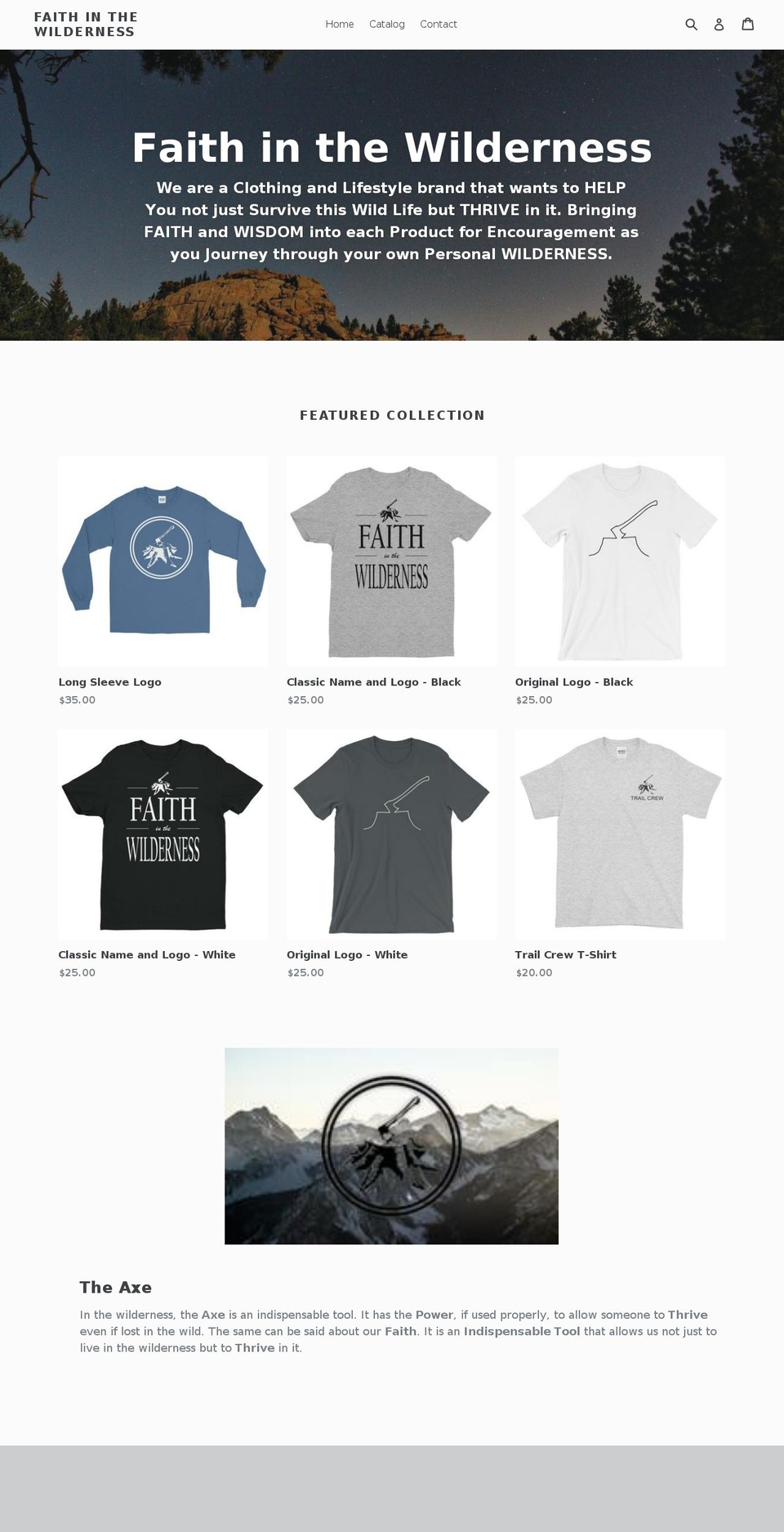 faithinthewilderness.com — Shopify storefront screenshot