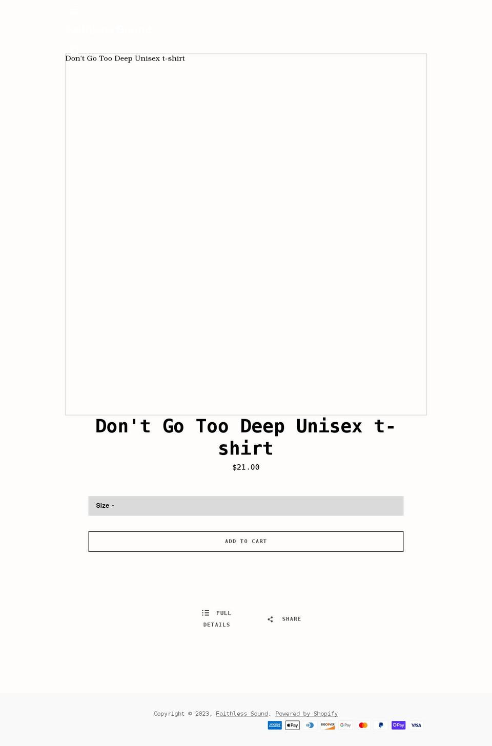 faithlesssound.com — Shopify storefront screenshot