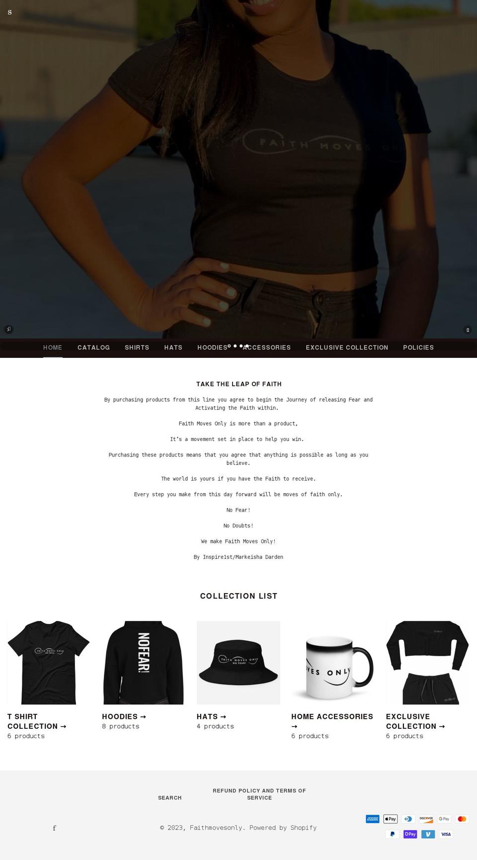 faithmovesonly.com shopify website screenshot