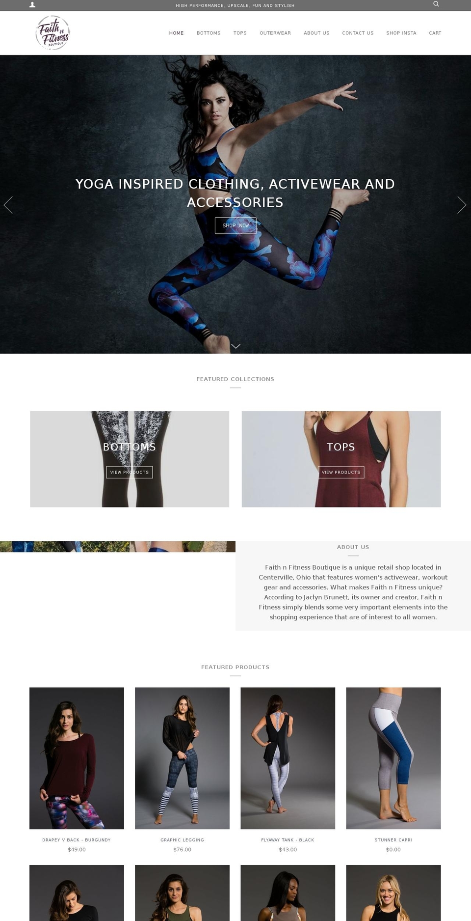 faithnfitnessboutique.com — Shopify storefront screenshot