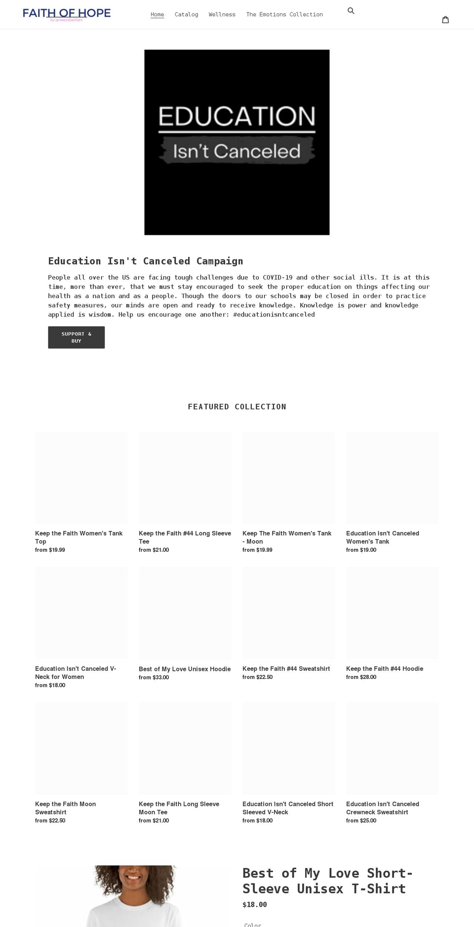 faithofhope.com shopify website screenshot