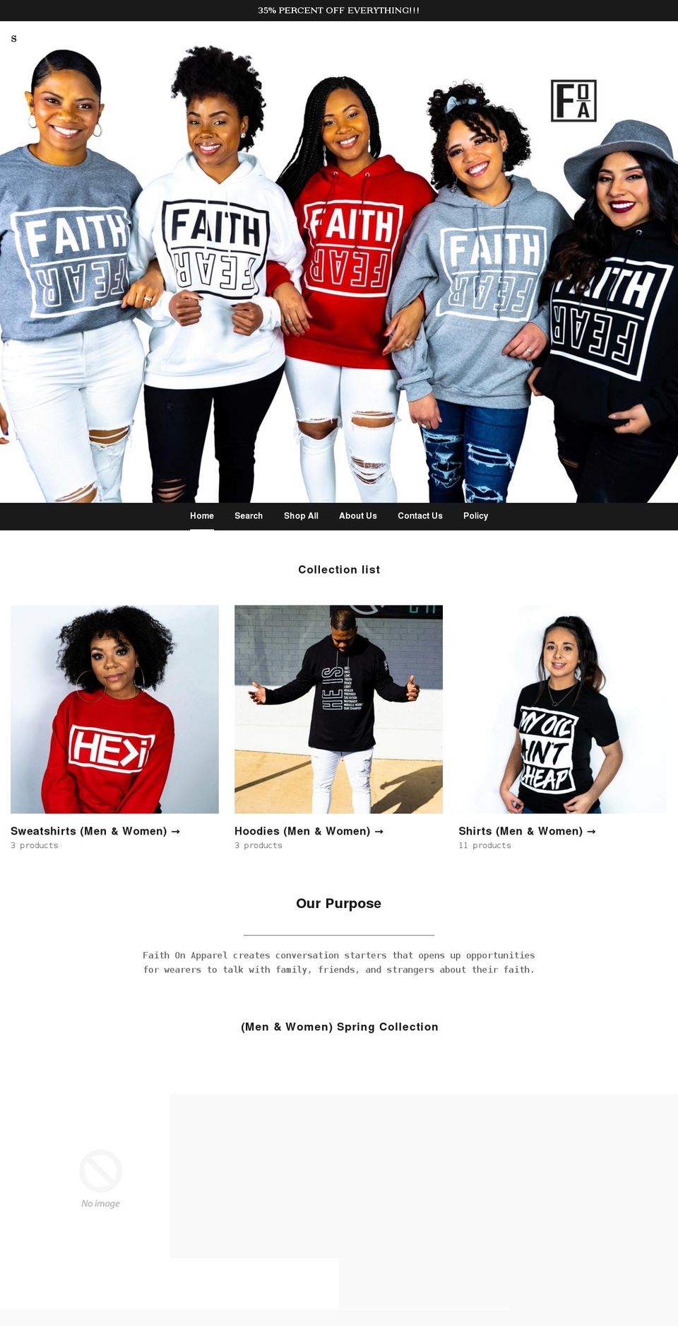 faithonapparel.com — Shopify storefront screenshot