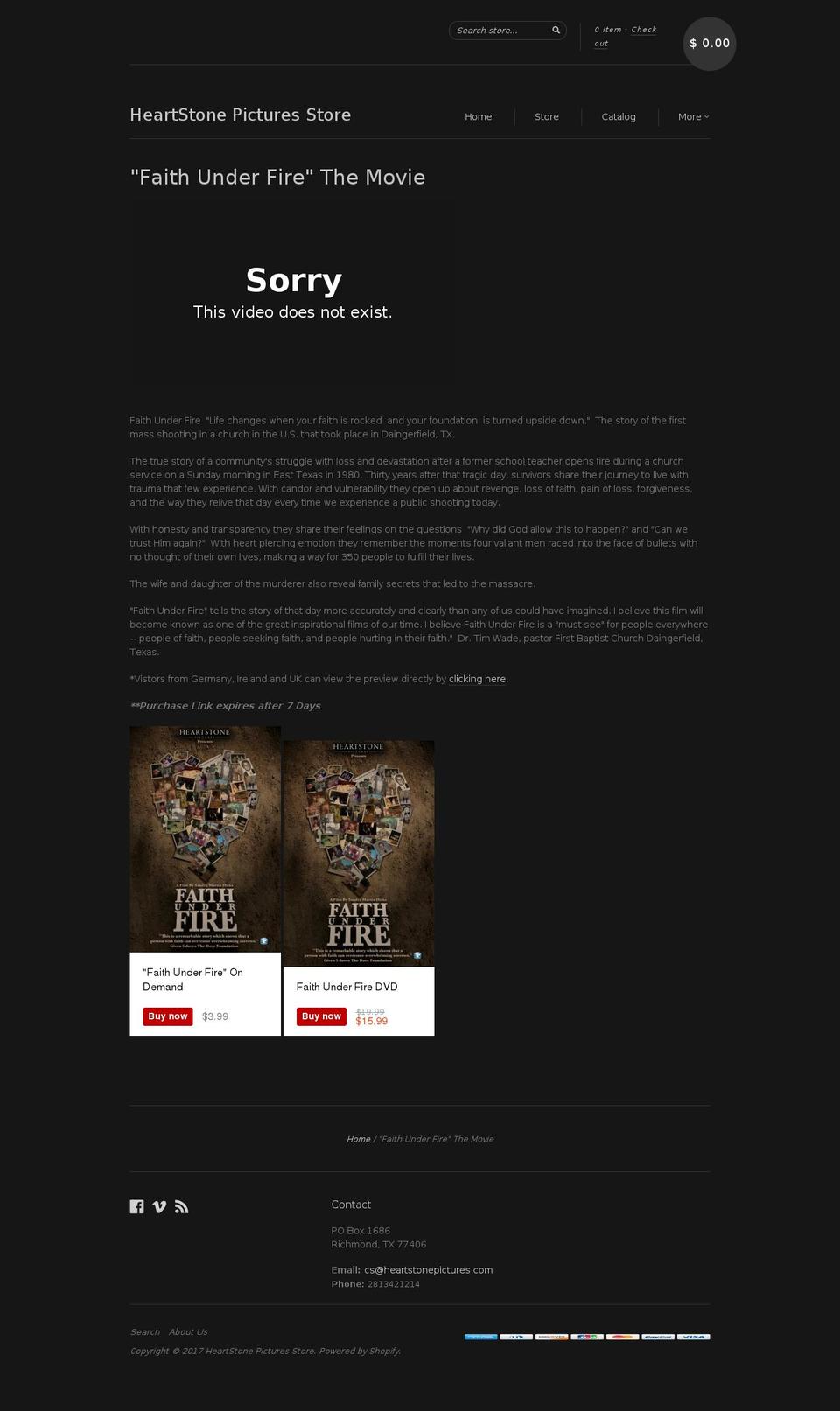 faithunderfiremovie.com shopify website screenshot
