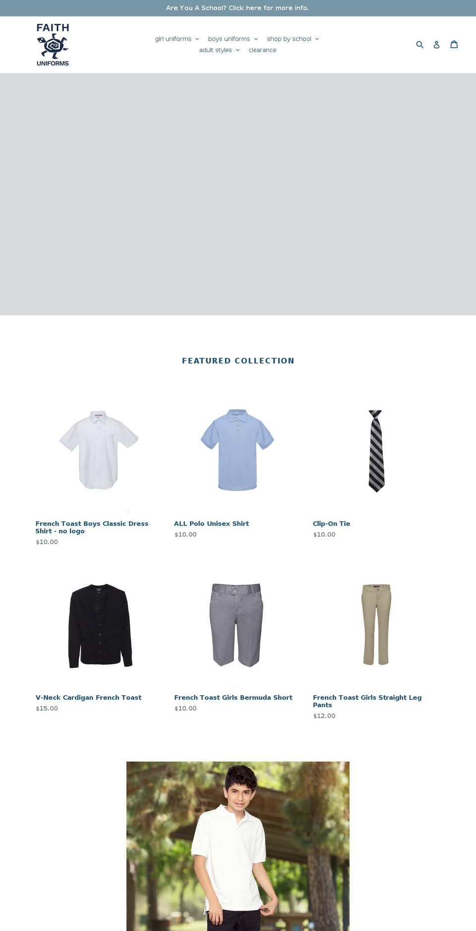 faithuniforms.com shopify website screenshot
