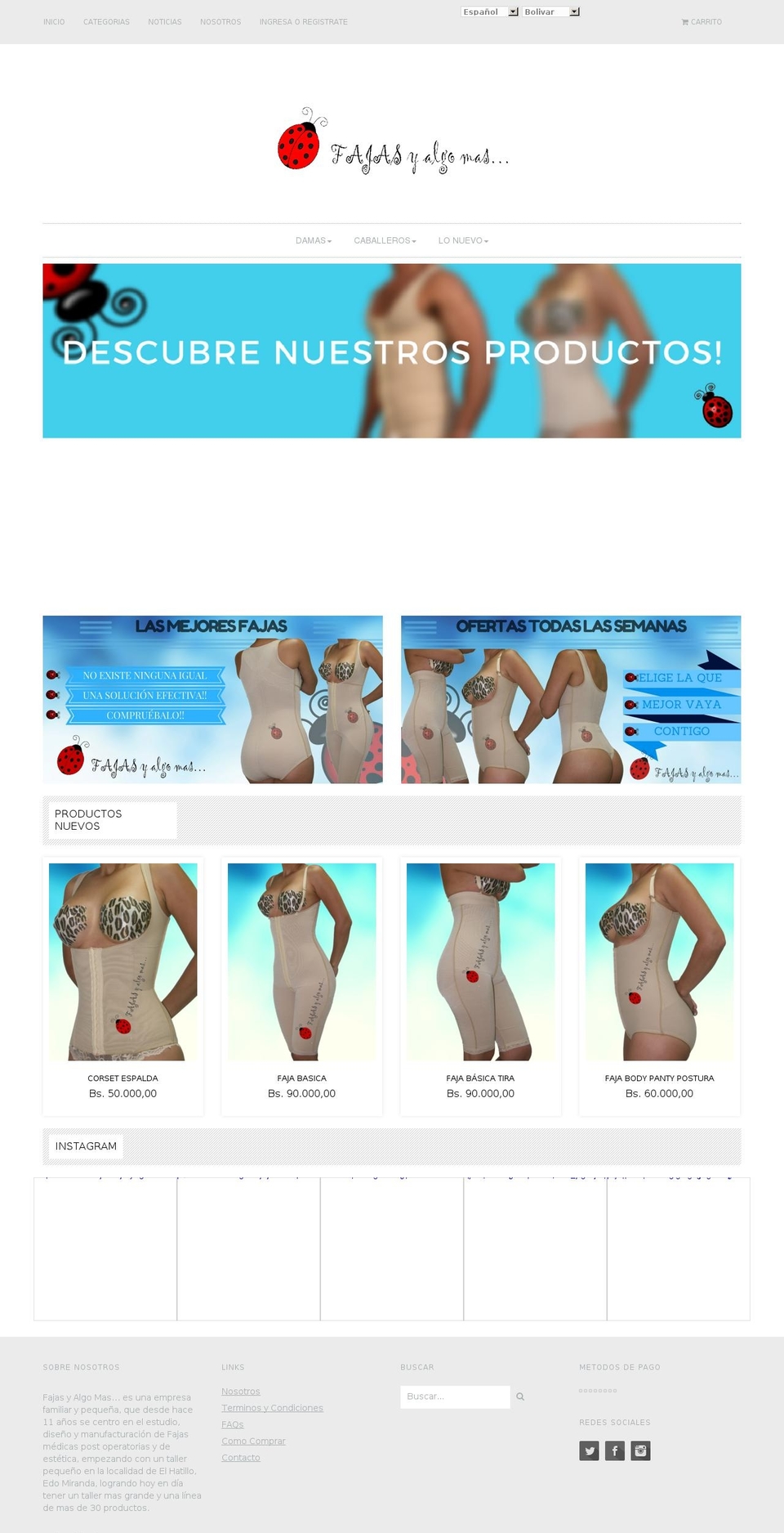 fajasyalgomas.com — Shopify storefront screenshot