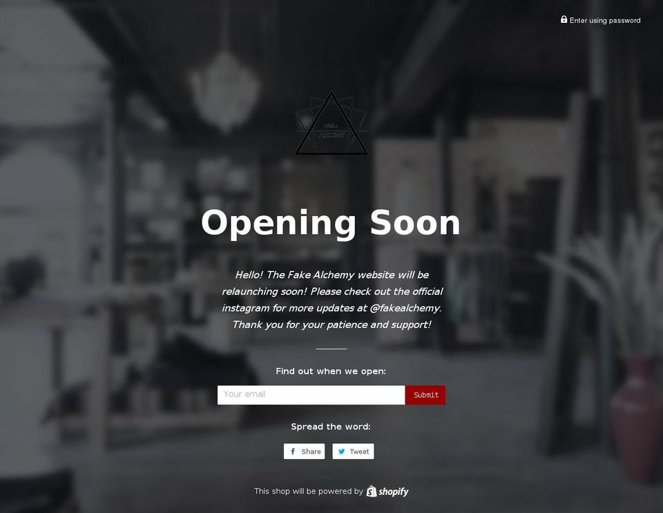 fakealchemy.com — Shopify storefront screenshot
