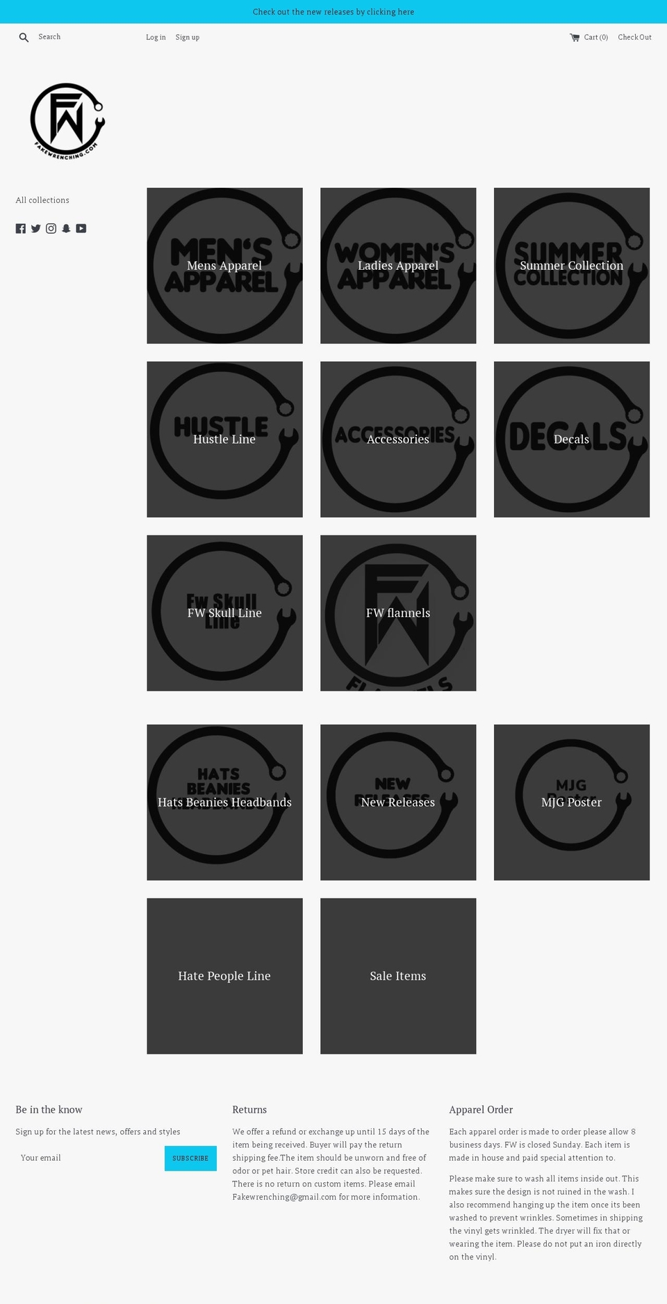 fakewrenching.com shopify website screenshot