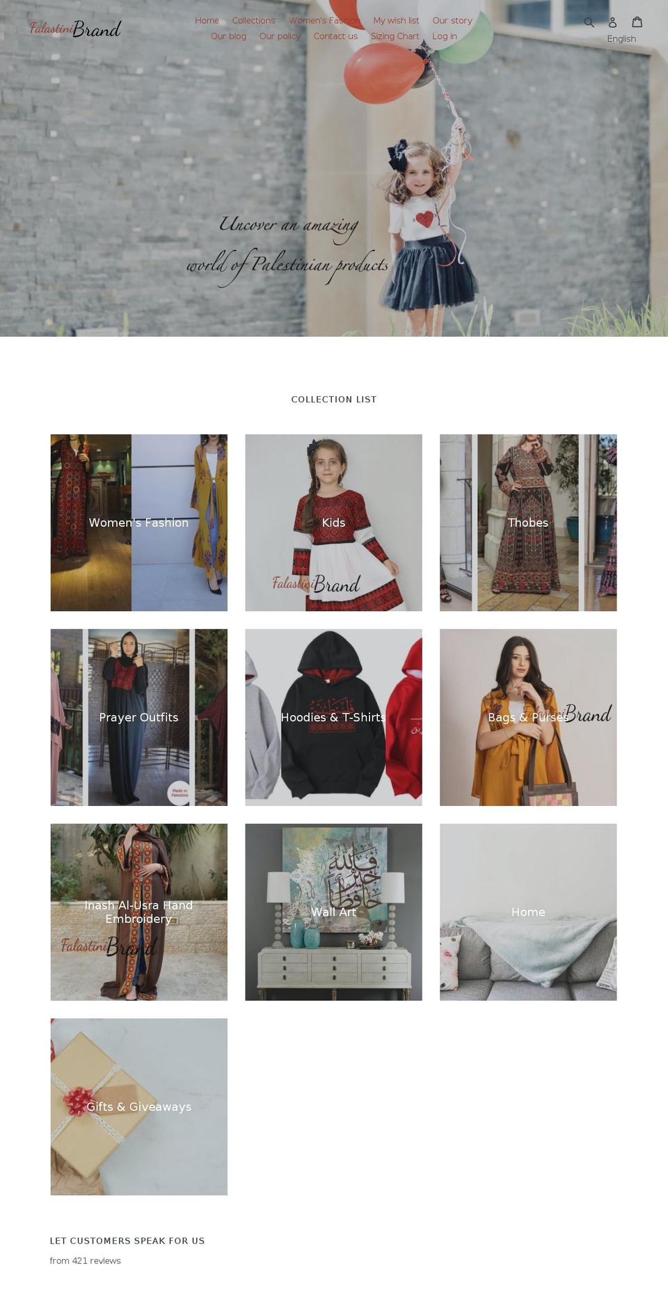 falastinibrand.com — Shopify storefront screenshot