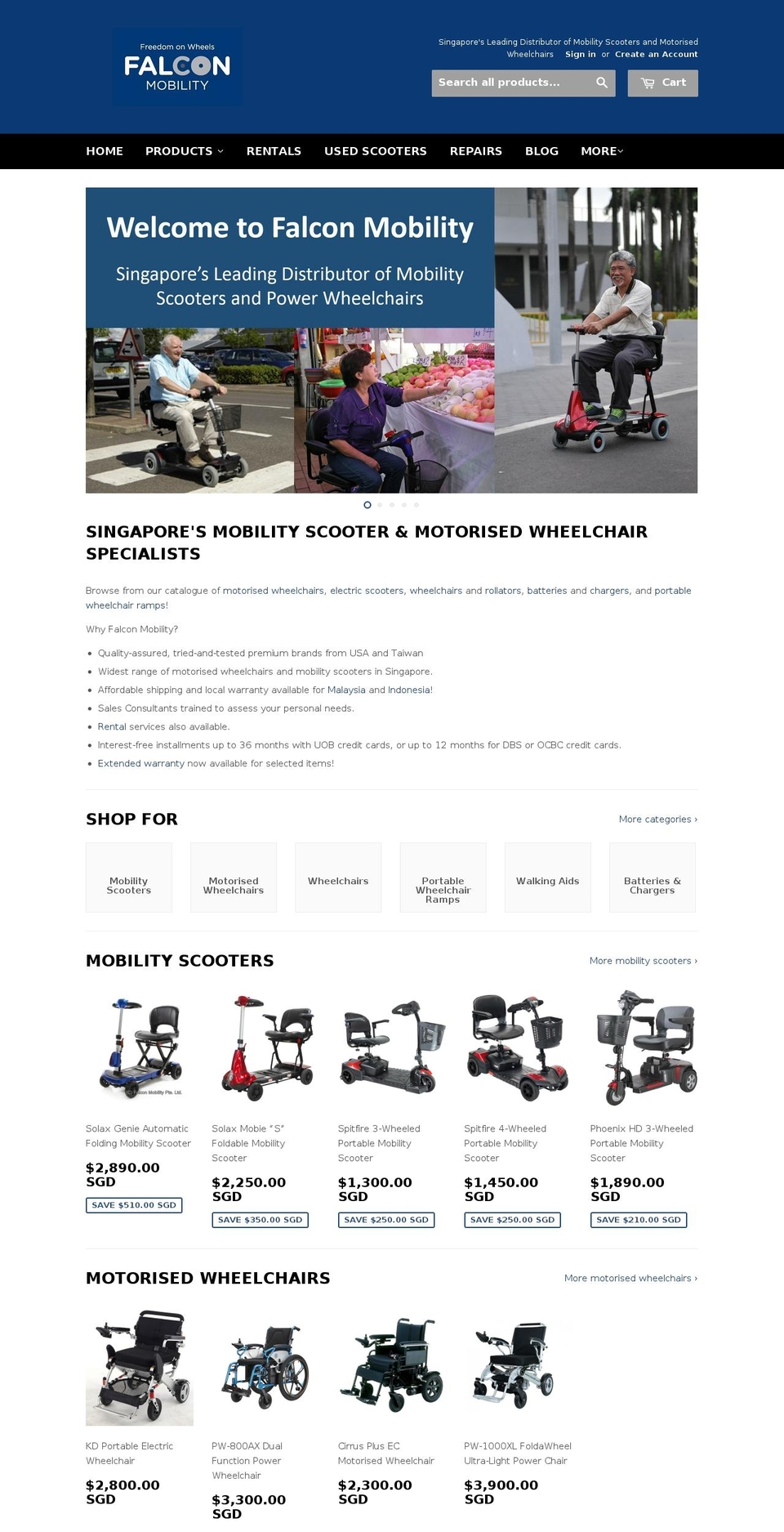 falconmobility.com.sg shopify website screenshot