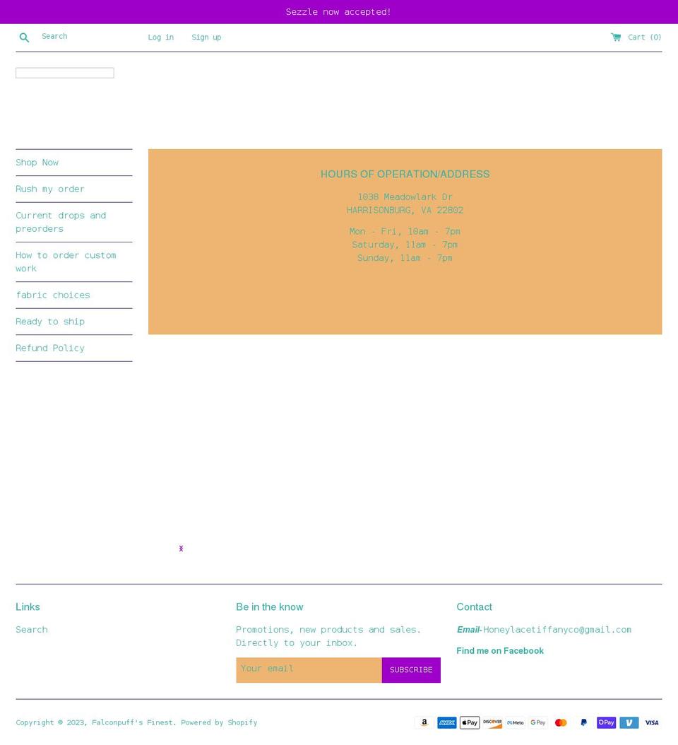 falconpuffsfinest.com shopify website screenshot