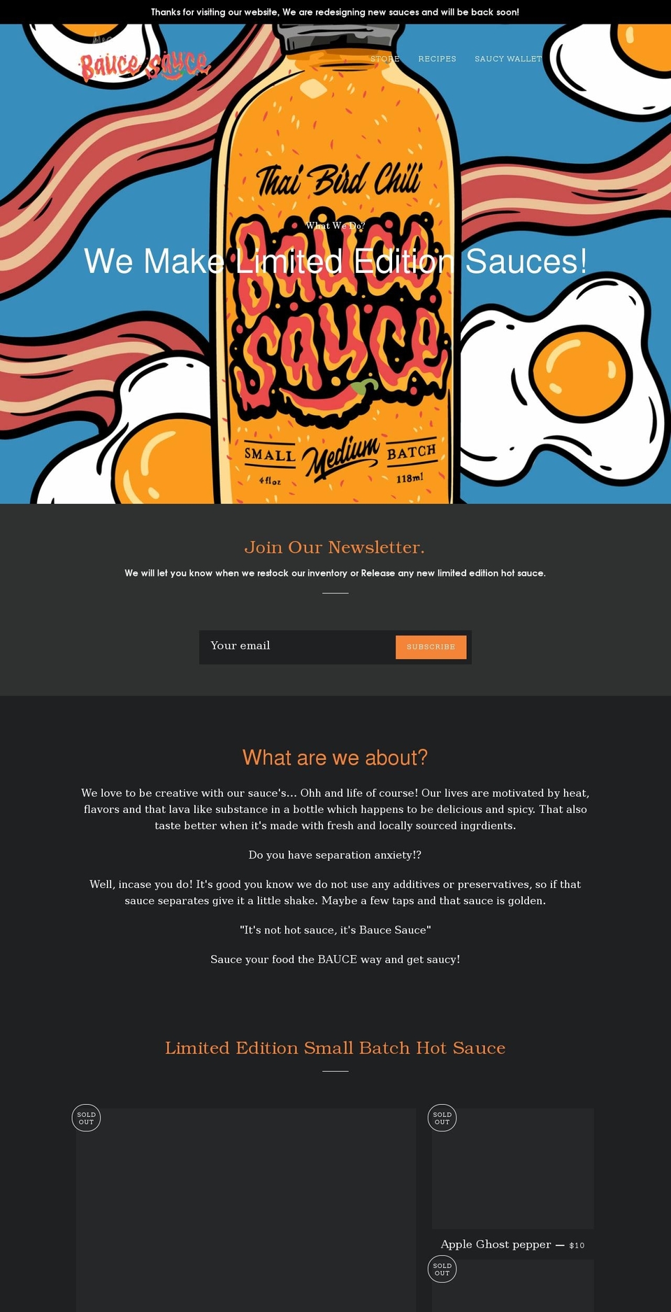 falcosbaucesauce.com shopify website screenshot
