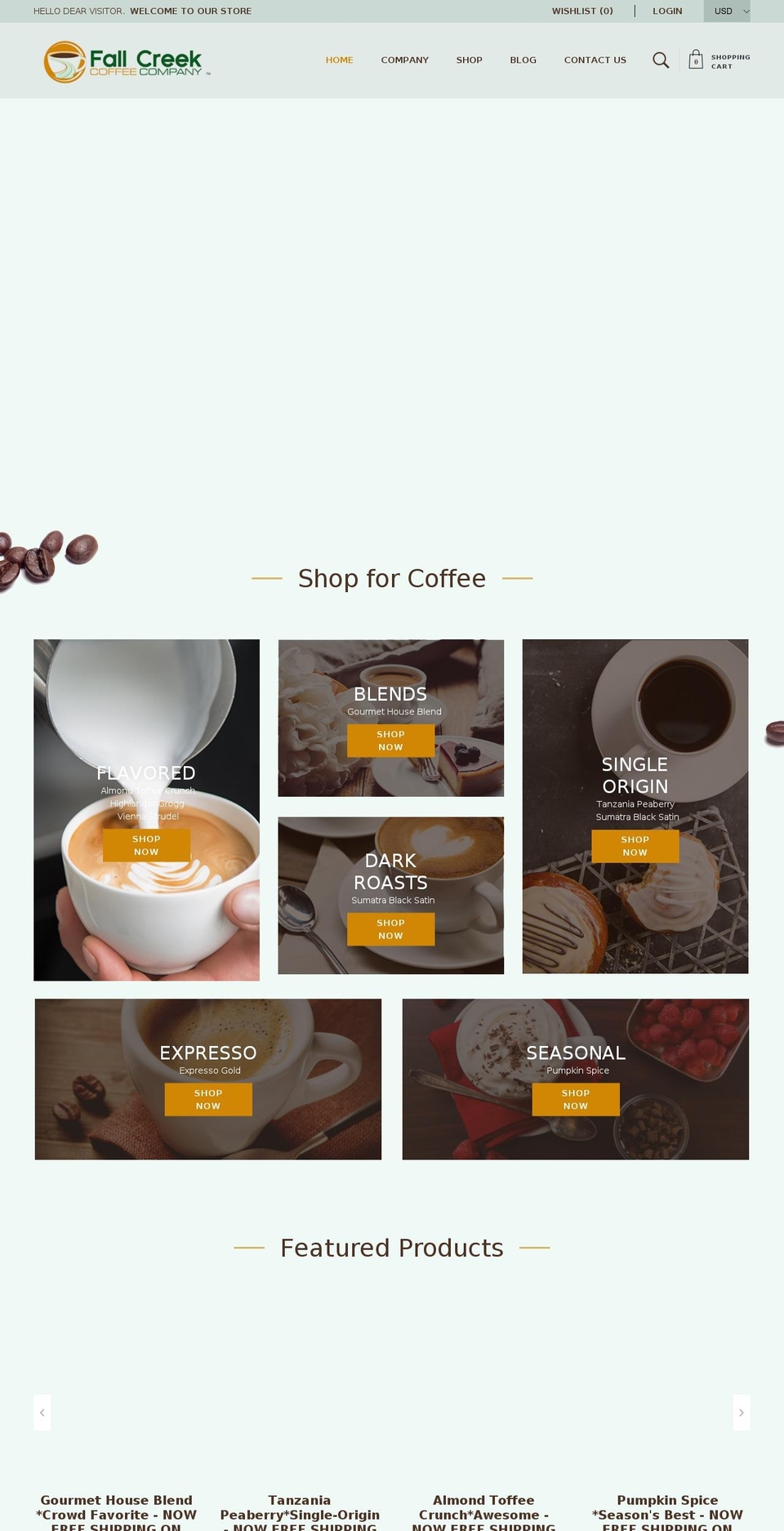 fallcreekcoffee.com shopify website screenshot