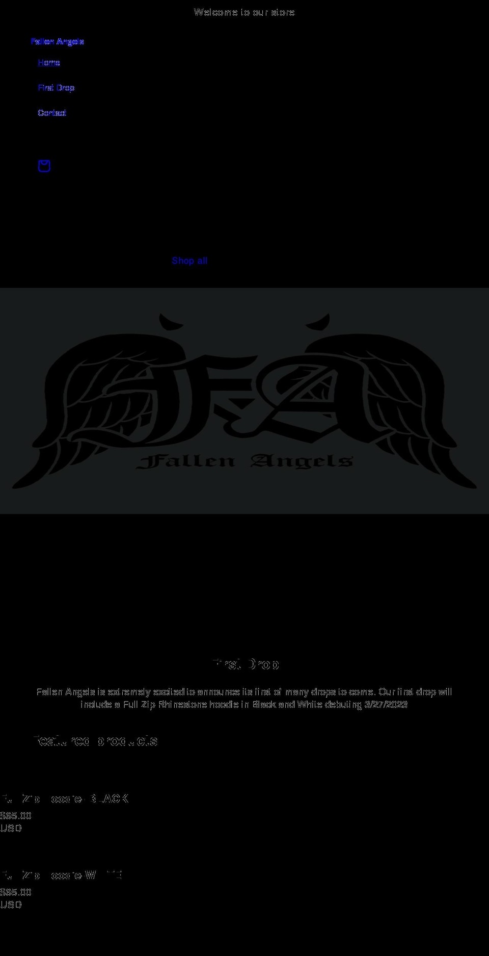 fallenangels.shop shopify website screenshot