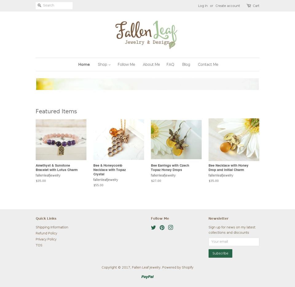 fallenleafjewelry.com shopify website screenshot