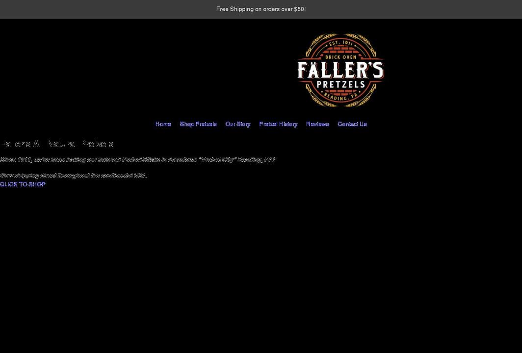 fallerspretzels.com shopify website screenshot