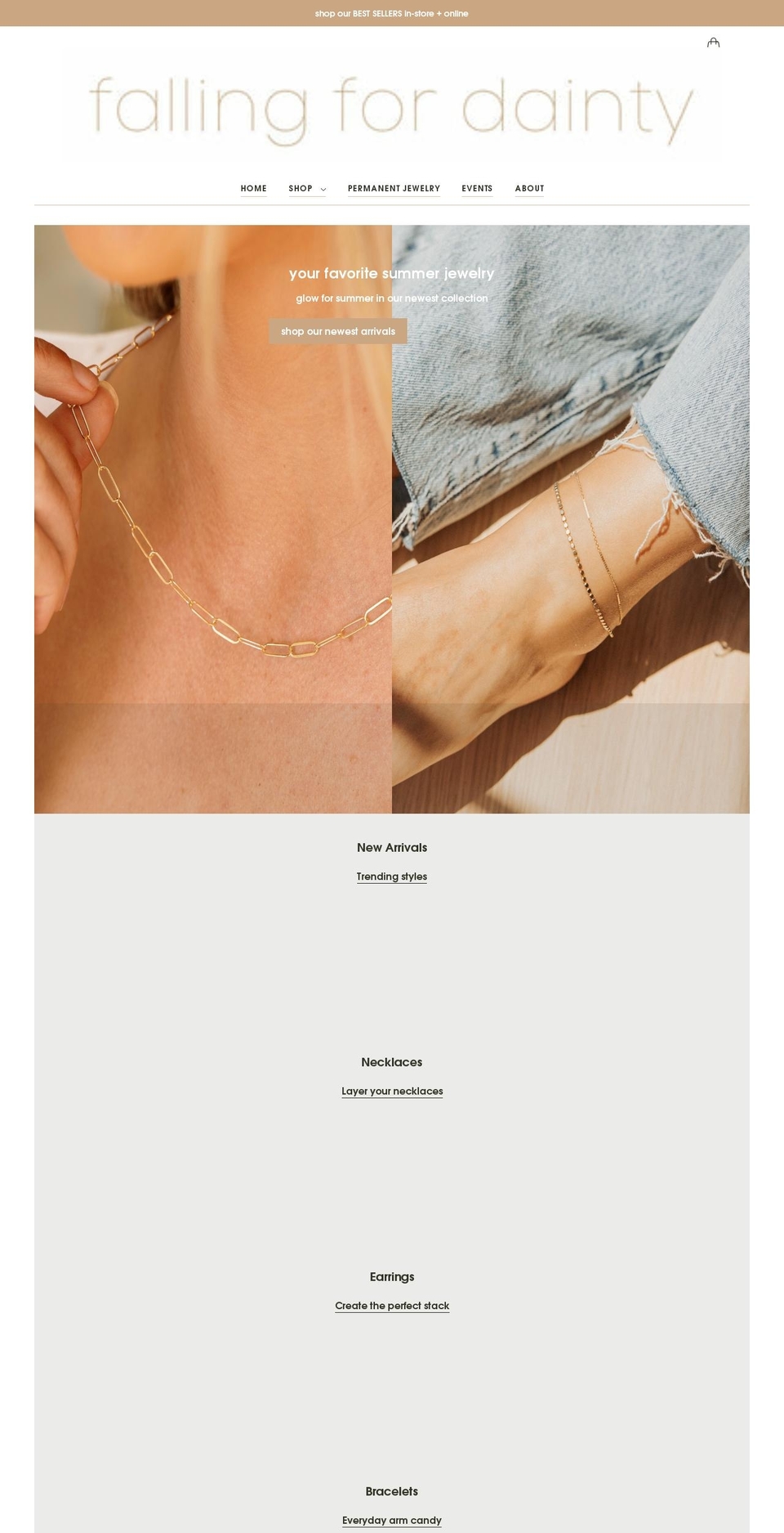 fallingfordainty.com shopify website screenshot