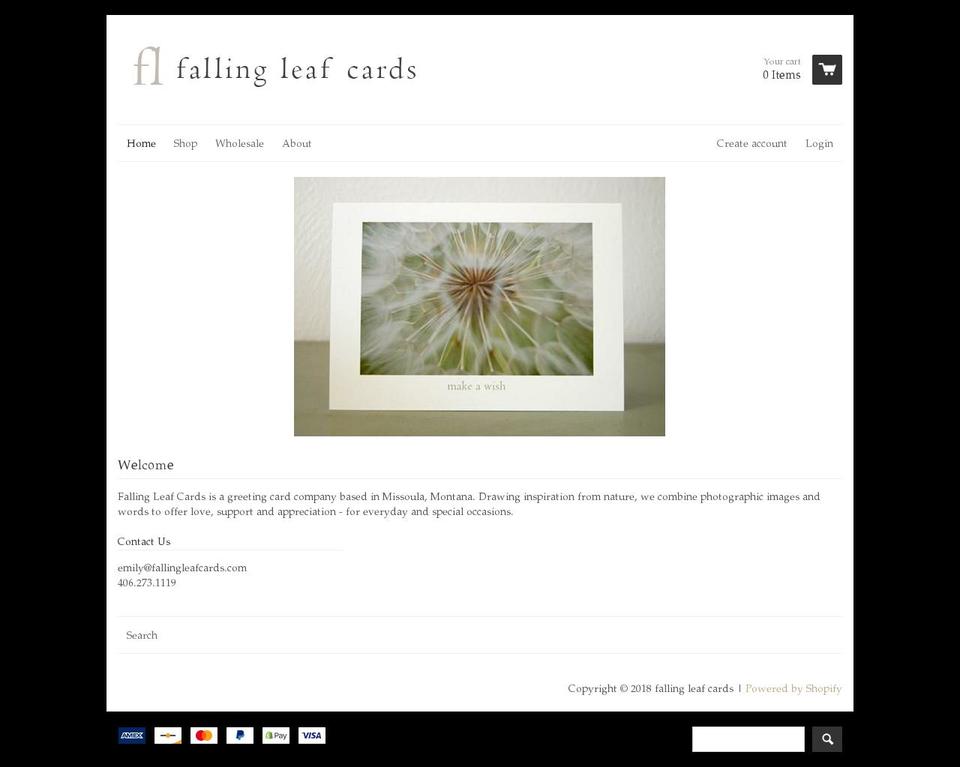 fallingleafcards.com — Shopify storefront screenshot