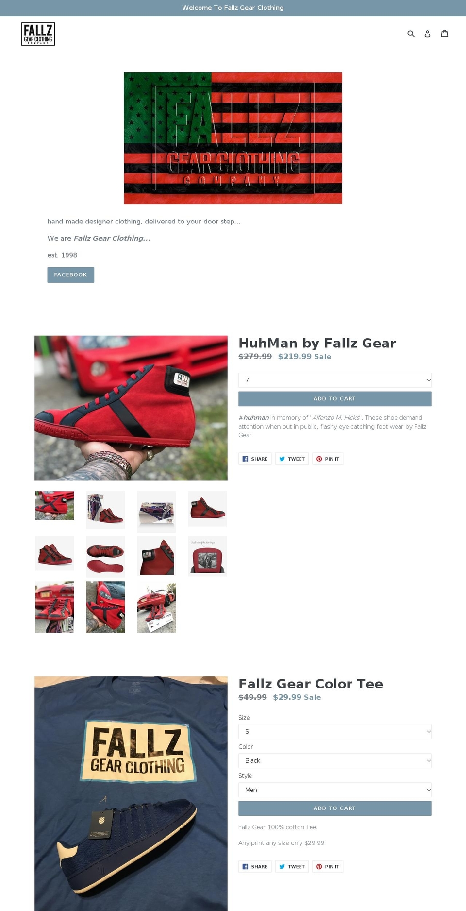 fallzgearclothing.com — Shopify storefront screenshot