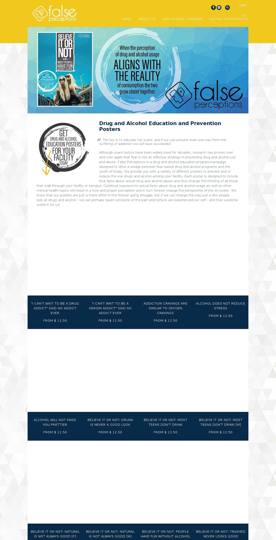 falseperceptions.org shopify website screenshot