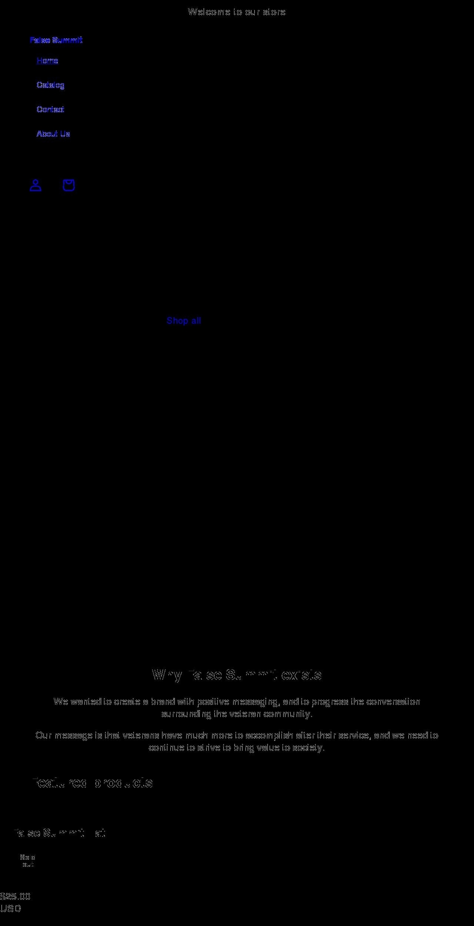 falsesummitapparel.com shopify website screenshot