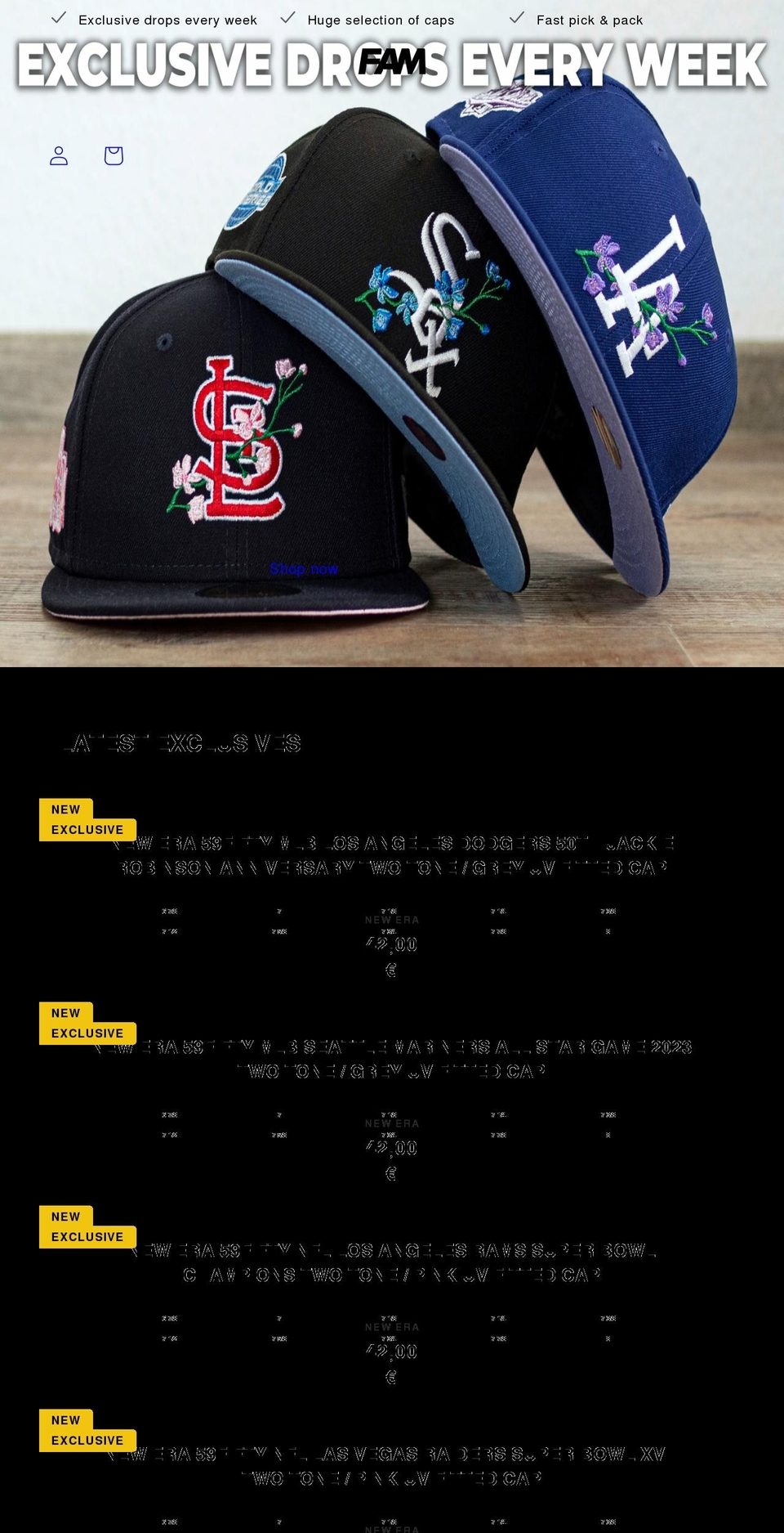 famcapstore.com shopify website screenshot