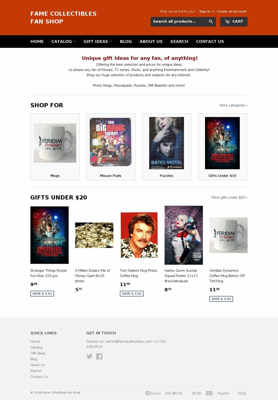 fame-collectibles.com — Shopify storefront screenshot