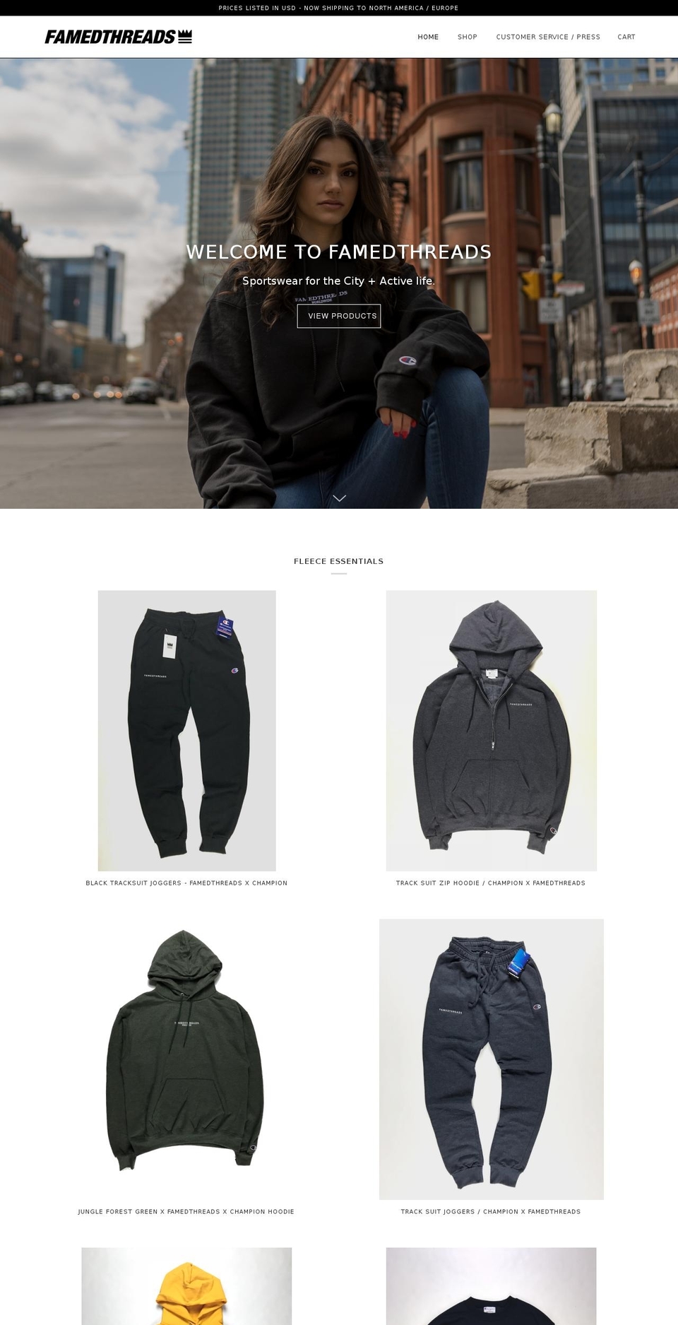 famedthreads.com — Shopify storefront screenshot