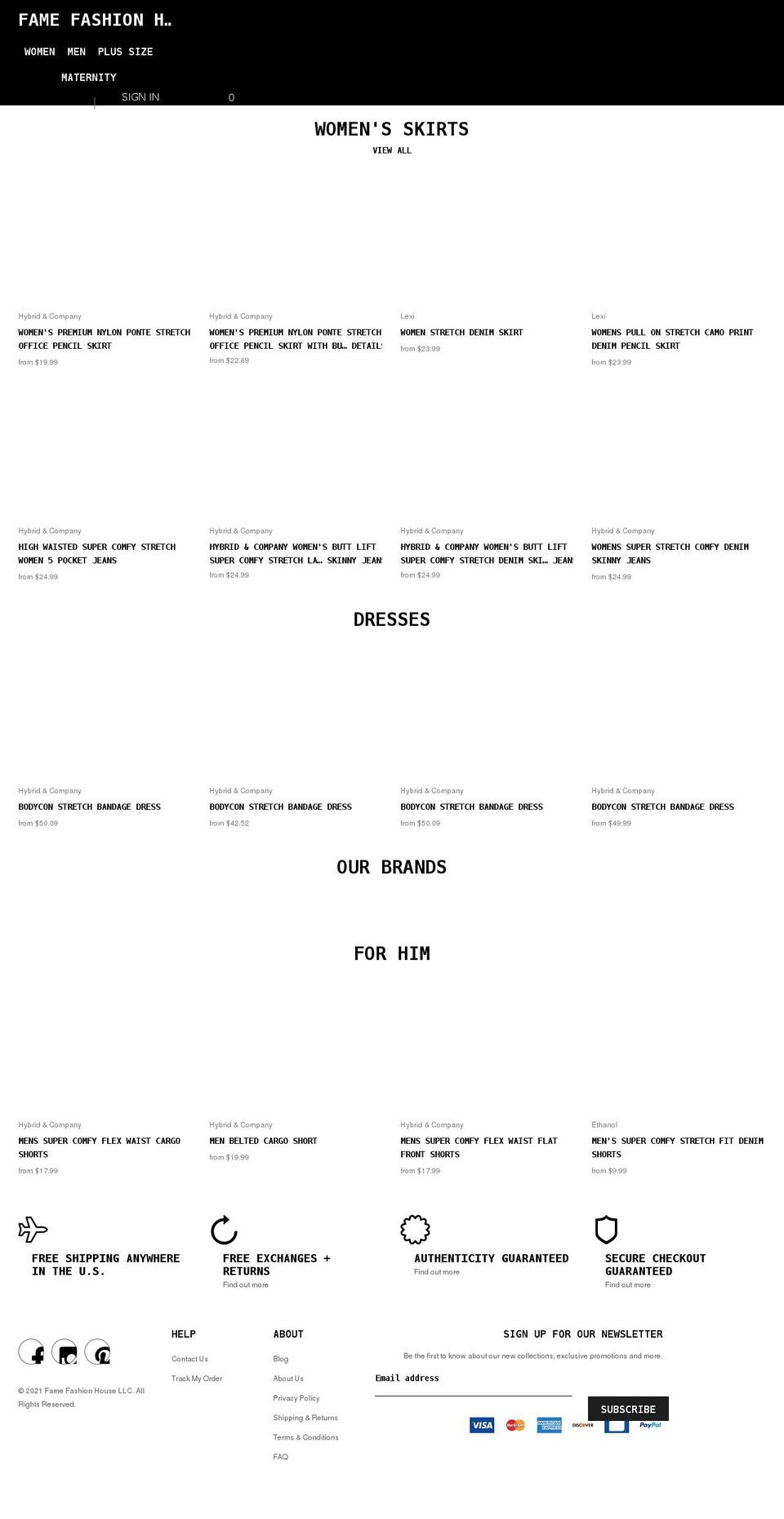 famefashionhouse.com shopify website screenshot