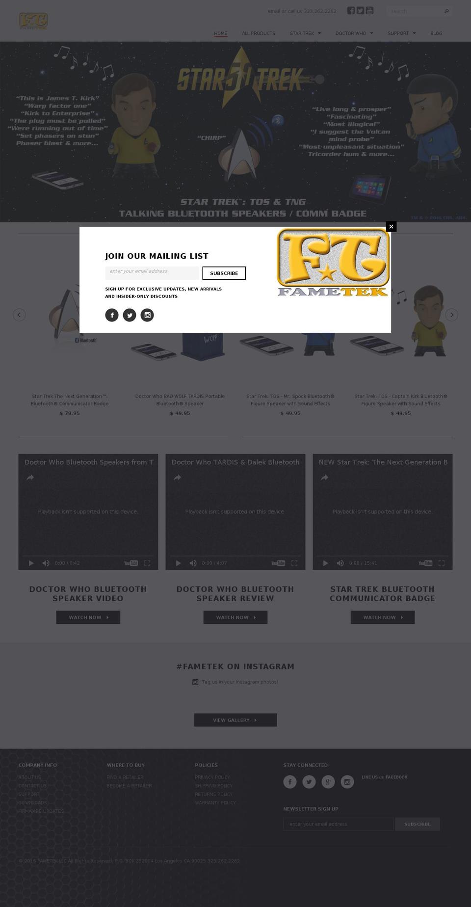 fametek.com shopify website screenshot