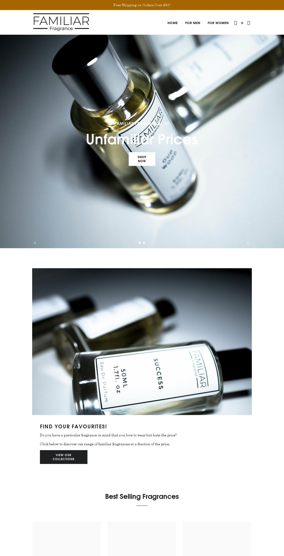 familiarfragrance.com shopify website screenshot