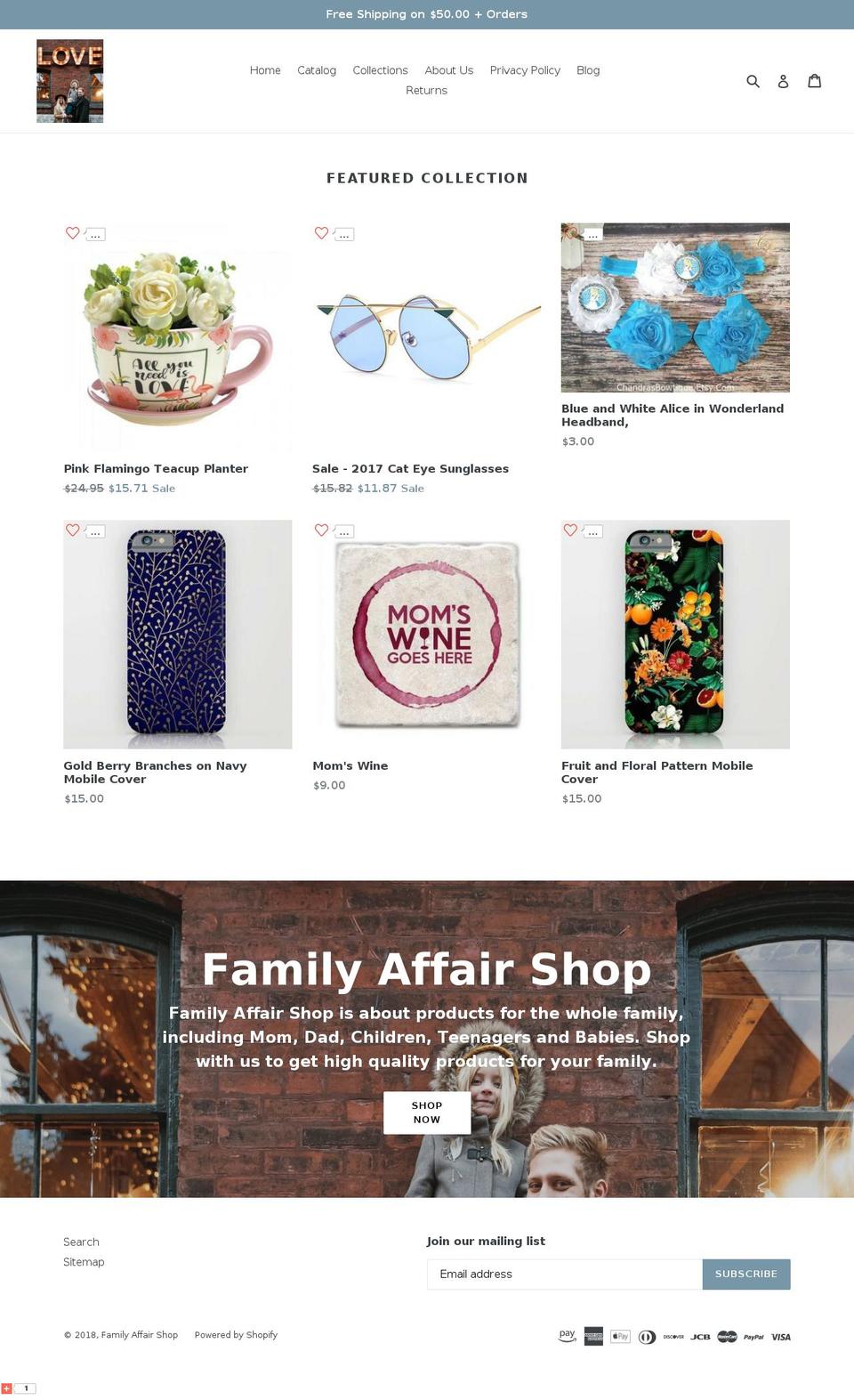 familyaffairshop.store shopify website screenshot