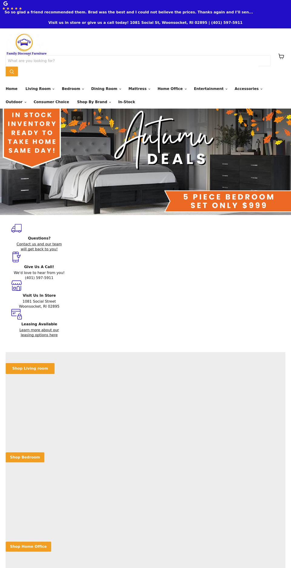 familydiscountfurnitureri.com shopify website screenshot