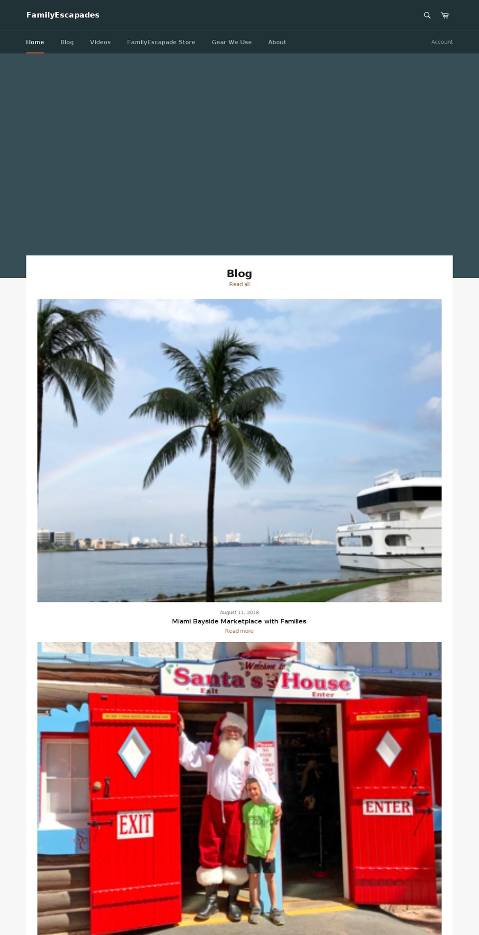 familyescapades.com — Shopify storefront screenshot