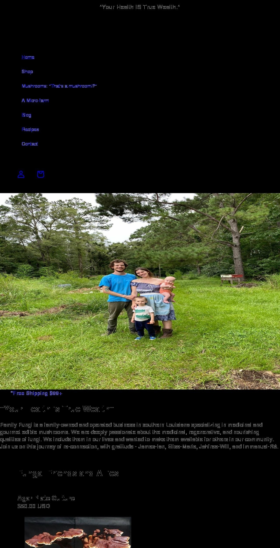 familyfungi.net shopify website screenshot