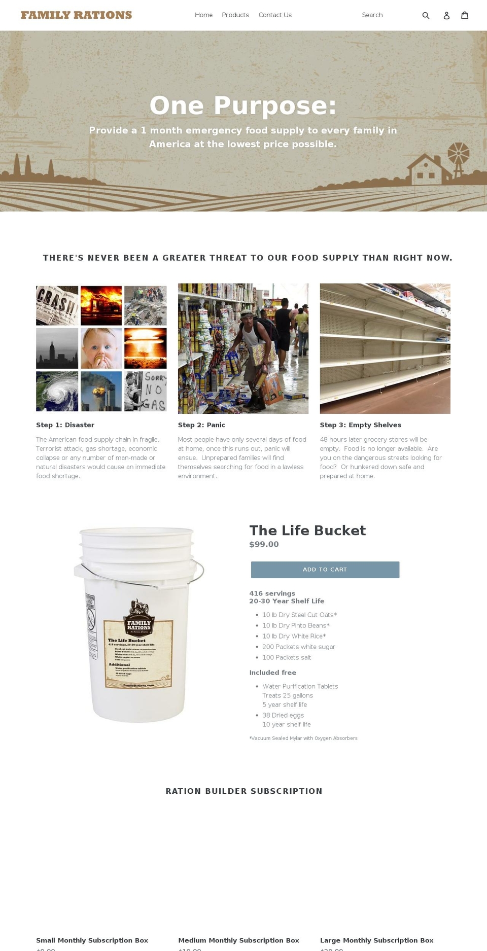 familyrations.com — Shopify storefront screenshot