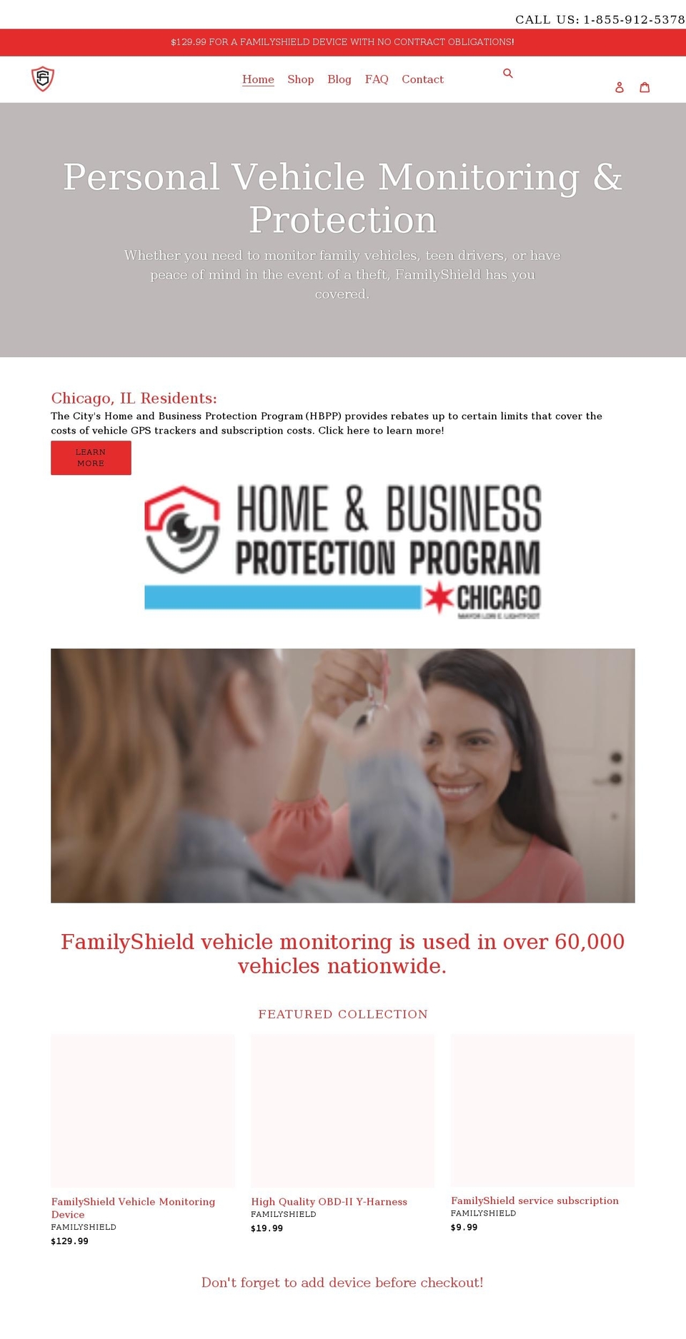familyshieldtracking.com shopify website screenshot