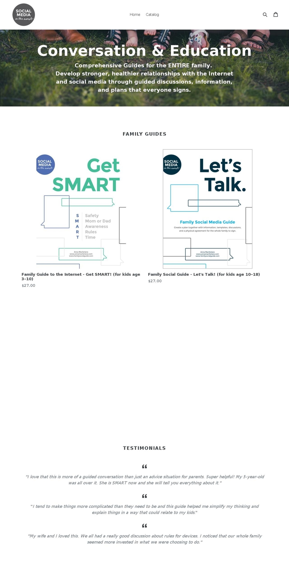 familysocialguide.com — Shopify storefront screenshot