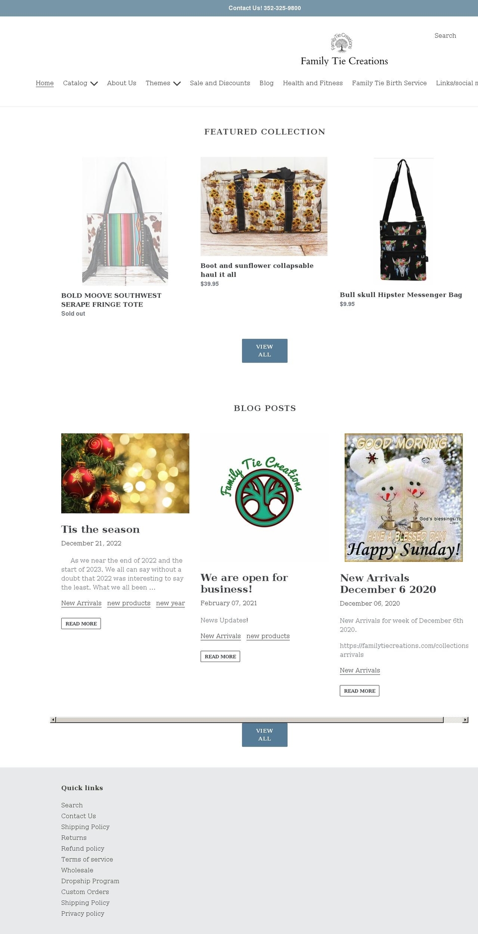 familytiecreations.com shopify website screenshot