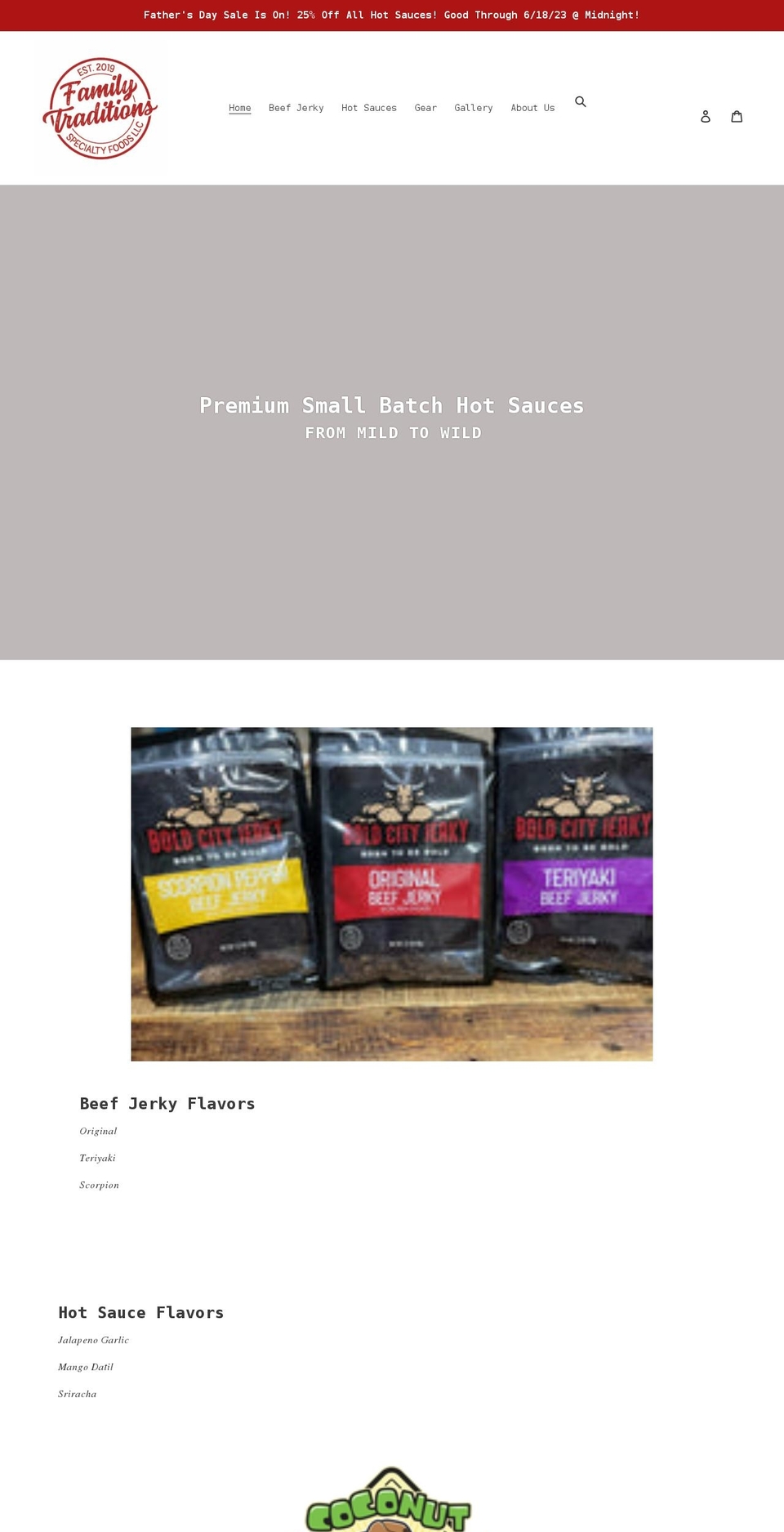 familytraditionsspecialtyfoods.com shopify website screenshot