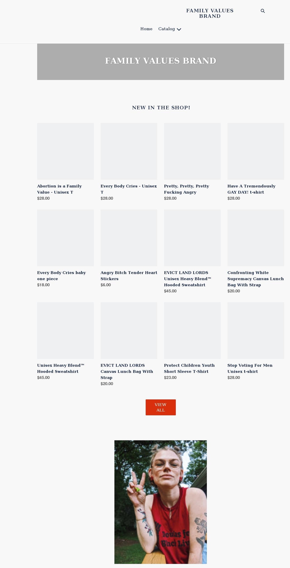 familyvaluesbrand.com shopify website screenshot