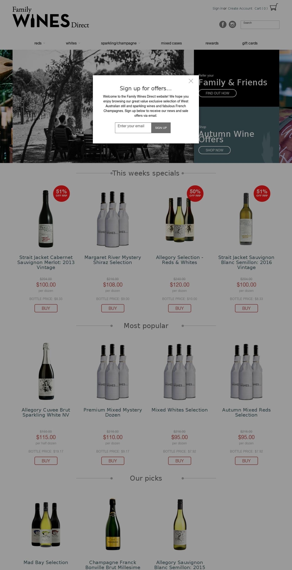 familywinesdirect.com.au shopify website screenshot