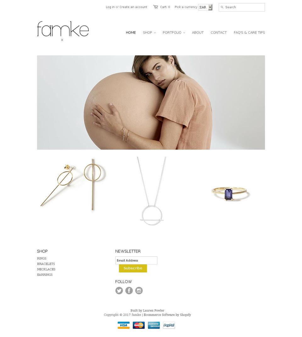 famke.co.za shopify website screenshot